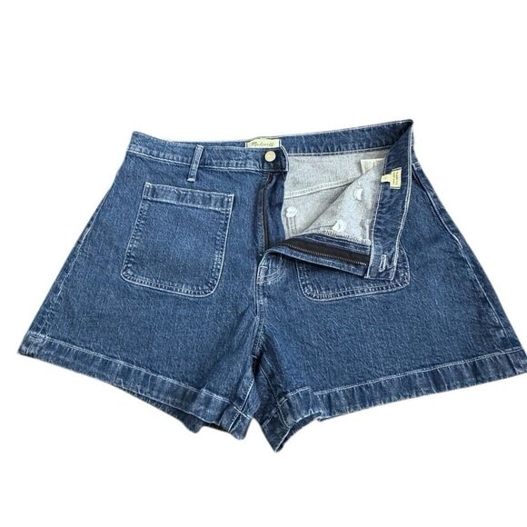Madewell The High Rise Sailor Shorts Blue Denim Cotton Stretch Beach Women’s 32 - Picture 11 of 13